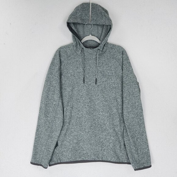Eddie Bauer Sweater Mens Medium Gray Heathered Fleece Hoodie Pullover Sweatshirt - Picture 1 of 10